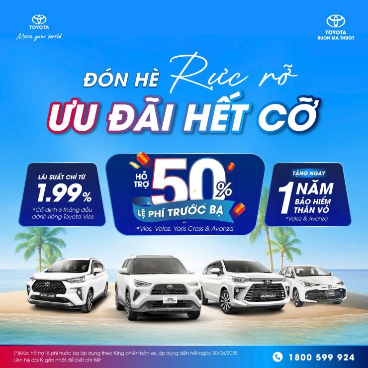 ĐÓN HÈ RỰC RỠ – ƯU ĐÃI HẾT CỠ TẠI TOYOTA BUÔN MA THUỘT