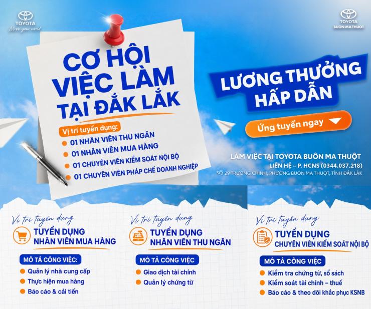 TOYOTA BUÔN MA THUỘT TUYỂN DỤNG THÁNG 6.2026