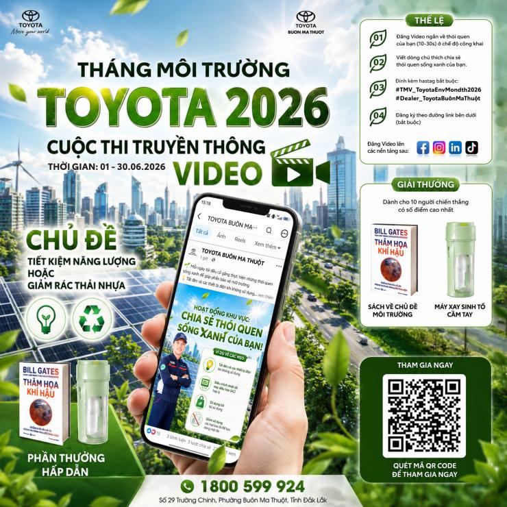 TOYOTA BUÔN MA THUỘT PHÁT ĐỘNG CUỘC THI VIDEO THÁNG MÔI TRƯỜNG TOYOTA 2026