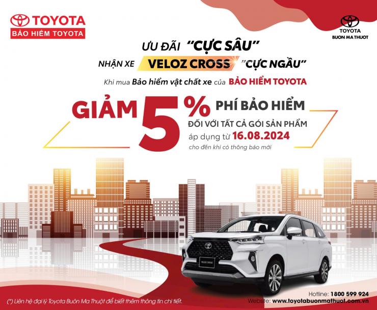 ƯU ĐÃI KHỦNG TỪ BẢO HIỂM TOYOTA – SỞ HỮU VELOZ CROSS!