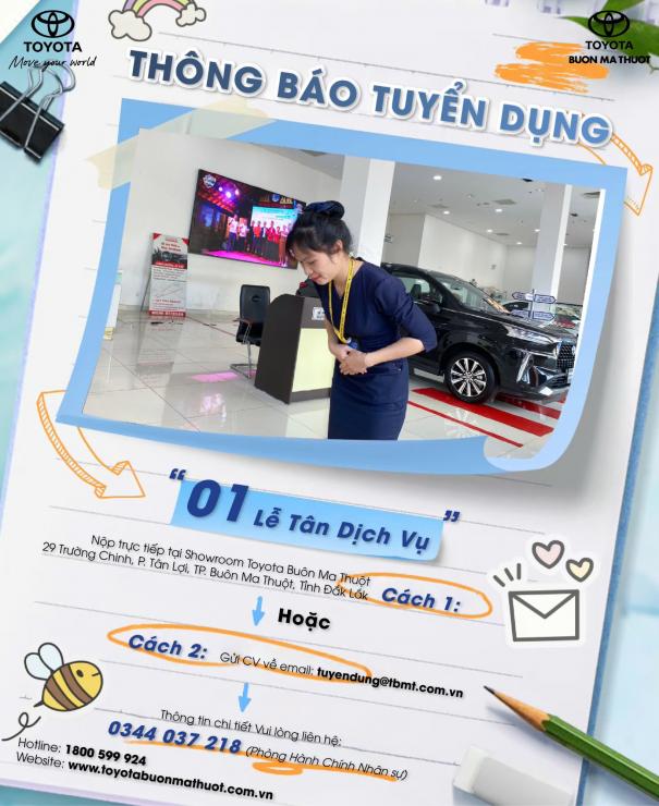 THÔNG BÁO TUYỂN DỤNG LỄ TÂN DỊCH VỤ