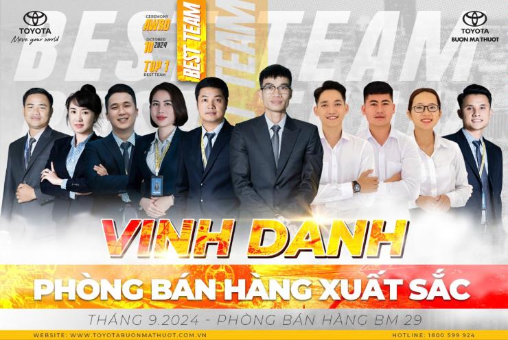 VINH DANH BEST TEAM THÁNG 9/2024 - PHÒNG BÁN HÀNG BM 29