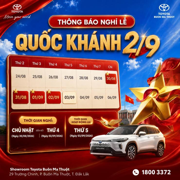 TOYOTA BUÔN MA THUỘT CHÀO MỪNG 81 NĂM QUỐC KHÁNH VIỆT NAM