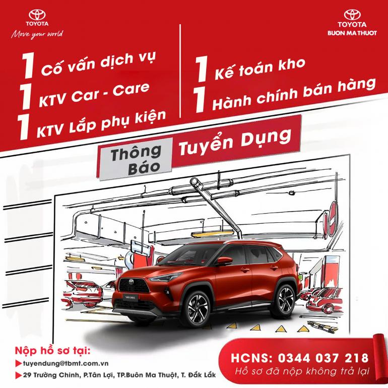 THÔNG BÁO TUYỂN DỤNG TẠI TOYOTA BUÔN MA THUỘT